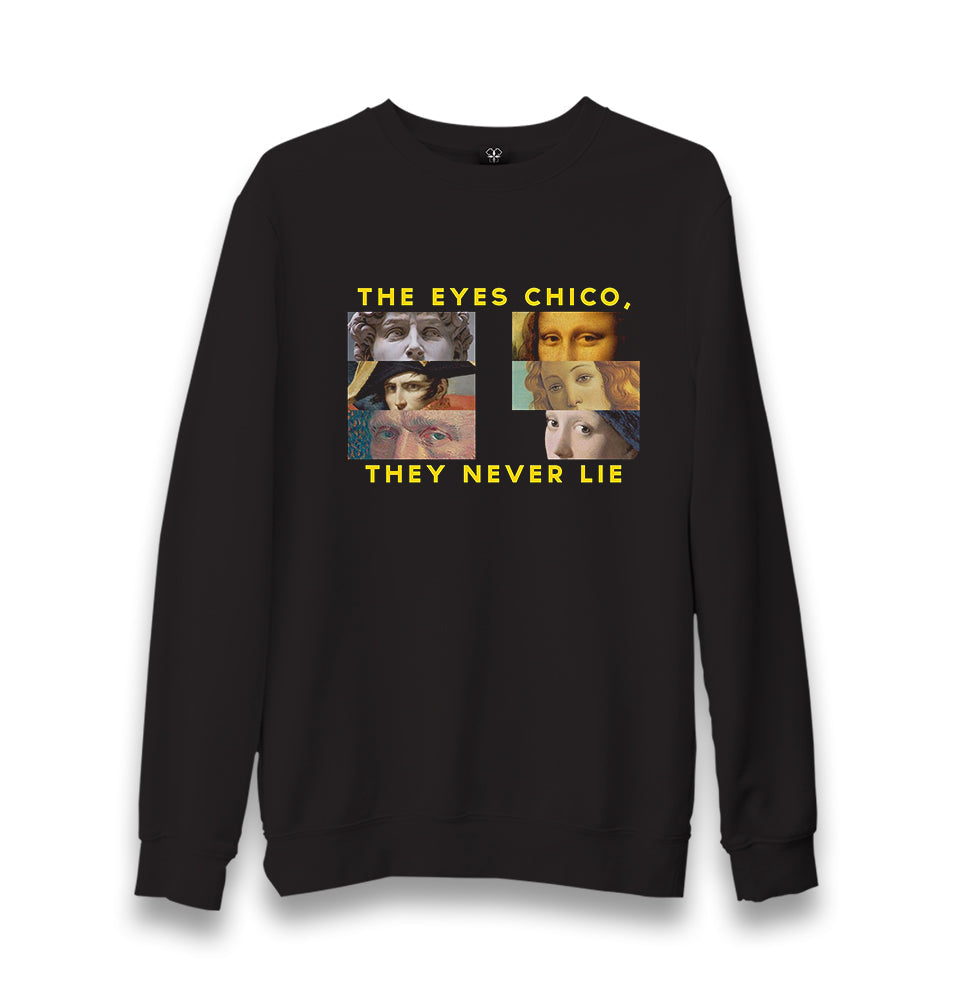 The Eyes Never Lie Unisex Black Sweatshirt - Premium  from W.E.N.S. WIND - Just 10990! Shop now at W.E.N.S. WIND