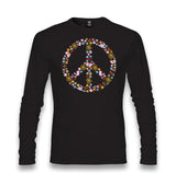 Floral Butterfly Birds Peace Symbol Unisex Black Longsleeve - Premium  from W.E.N.S. WIND - Just 7990! Shop now at W.E.N.S. WIND