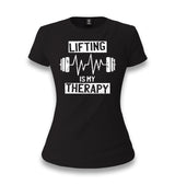 Lifting is My Theraphy Women's Black T-shirt - Premium  from W.E.N.S. WIND - Just 6490! Shop now at W.E.N.S. WIND