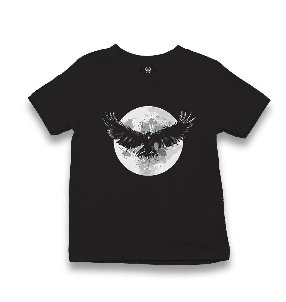 Raven Bird Wings and Moon Kid's Black T-shirt - Premium  from W.E.N.S. WIND - Just 5990! Shop now at W.E.N.S. WIND