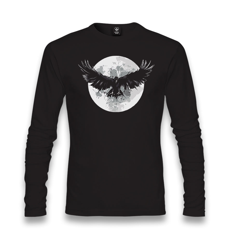 Raven Bird Wings and Moon Unisex Black Longsleeve - Premium  from W.E.N.S. WIND - Just 7990! Shop now at W.E.N.S. WIND