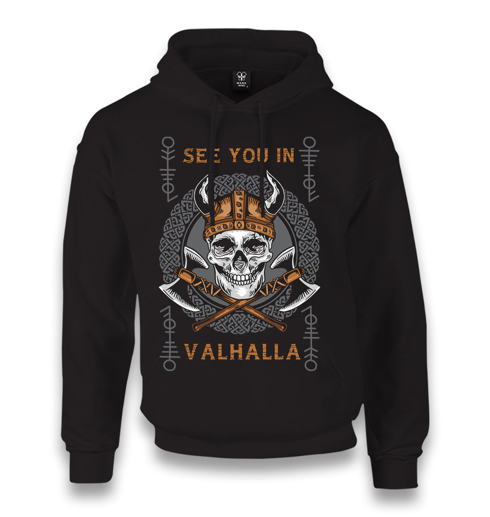 Viking Skull See You in Valhalla Unisex Black Hoodie - Premium  from W.E.N.S. WIND - Just 11990! Shop now at W.E.N.S. WIND