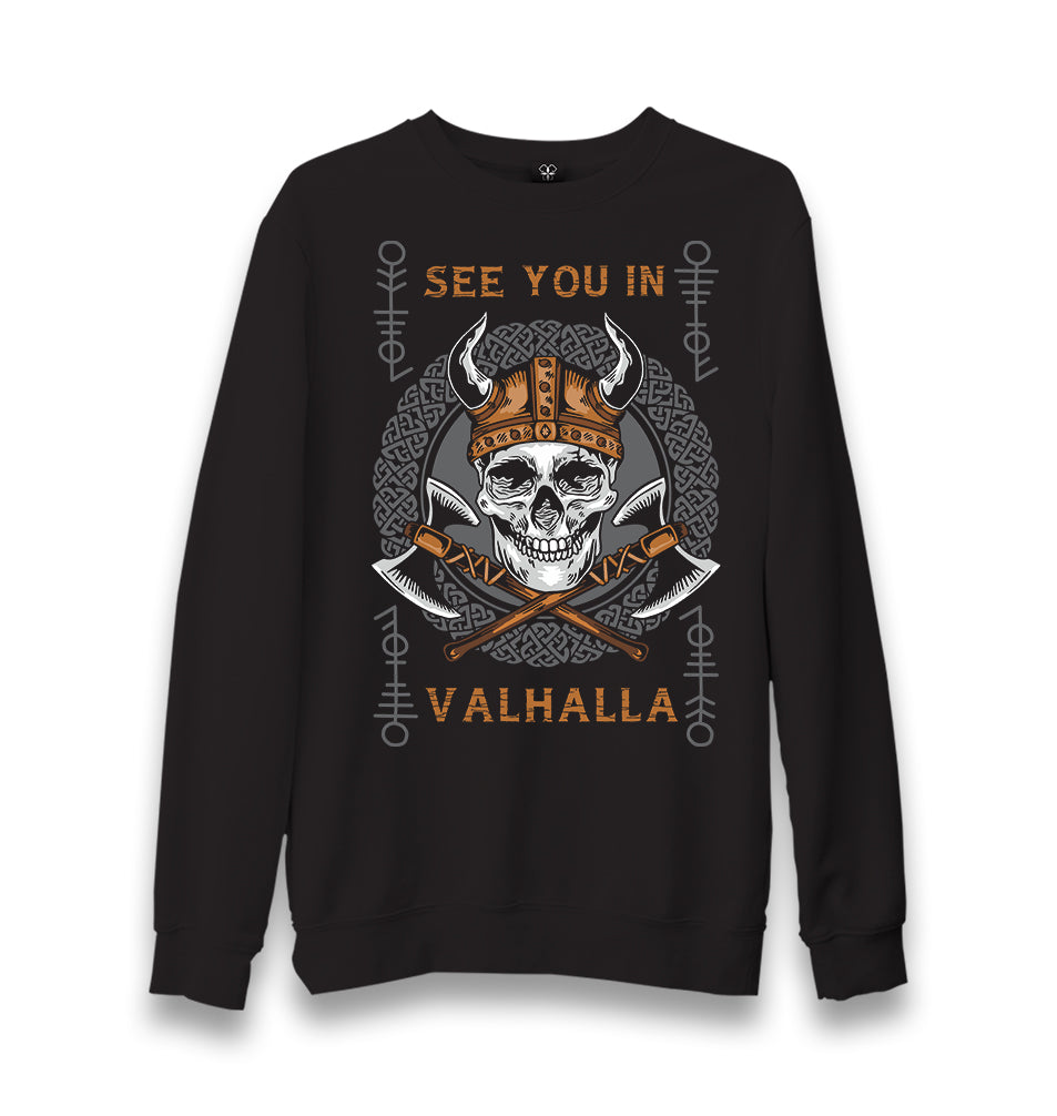 Viking Skull See You in Valhalla Unisex Black Sweatshirt - Premium  from W.E.N.S. WIND - Just 10990! Shop now at W.E.N.S. WIND