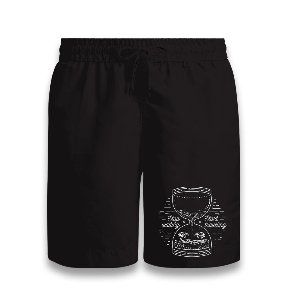 Stop Waiting Start Traveling Sandglass Black Shorts - Premium  from W.E.N.S. WIND - Just 7990! Shop now at W.E.N.S. WIND