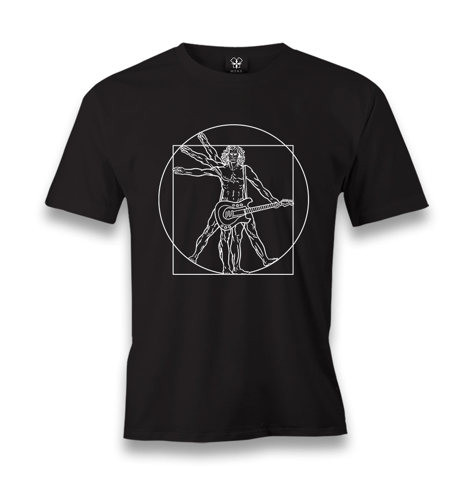 Da Vinci Playing Guitar Men's Black Tshirt - Premium  from W.E.N.S. WIND - Just 6490! Shop now at W.E.N.S. WIND