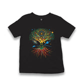 Yoga Galaxy Tree Roots Planets Kid's Black T-shirt - Premium  from W.E.N.S. WIND - Just 5990! Shop now at W.E.N.S. WIND