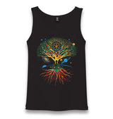 Yoga Galaxy Tree Roots Planets Unisex Black Tank Top - Premium  from W.E.N.S. WIND - Just 6490! Shop now at W.E.N.S. WIND