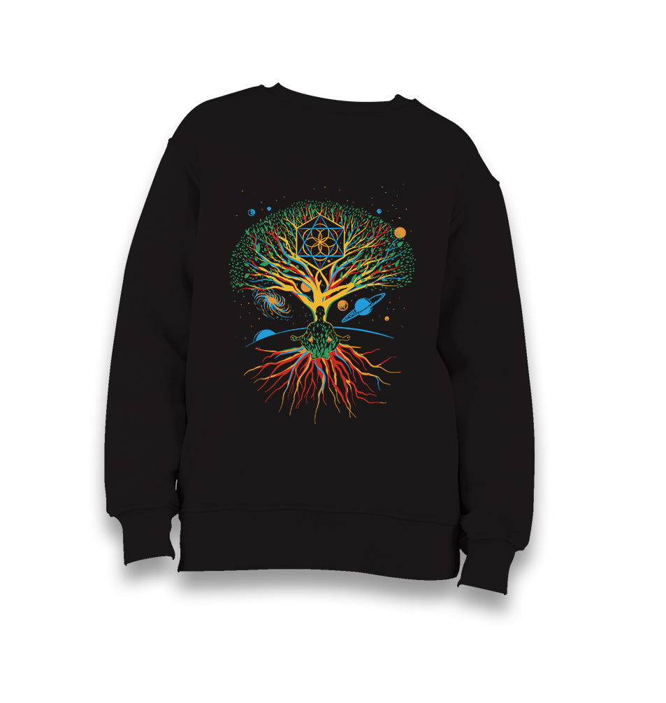 Yoga Galaxy Tree Roots Planets Kid's Black Sweatshirt - Premium  from W.E.N.S. WIND - Just 7990! Shop now at W.E.N.S. WIND