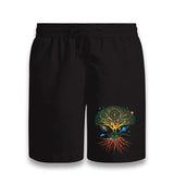 Yoga Galaxy Tree Roots Planets Black Shorts - Premium  from W.E.N.S. WIND - Just 7990! Shop now at W.E.N.S. WIND