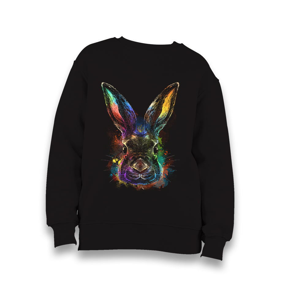Colorful Bunny Rabbit Kid's Black Sweatshirt - Premium  from W.E.N.S. WIND - Just 7990! Shop now at W.E.N.S. WIND