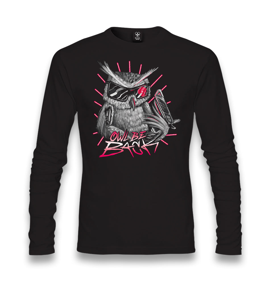 Owl Be Back Unisex Black Longsleeve - Premium  from W.E.N.S. WIND - Just 7990! Shop now at W.E.N.S. WIND