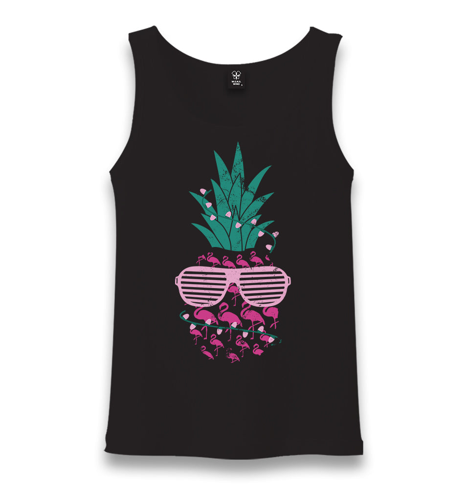 Flamingo Pineapple with Sunglasses Unisex Black Tank Top - Premium  from W.E.N.S. WIND - Just 6490! Shop now at W.E.N.S. WIND