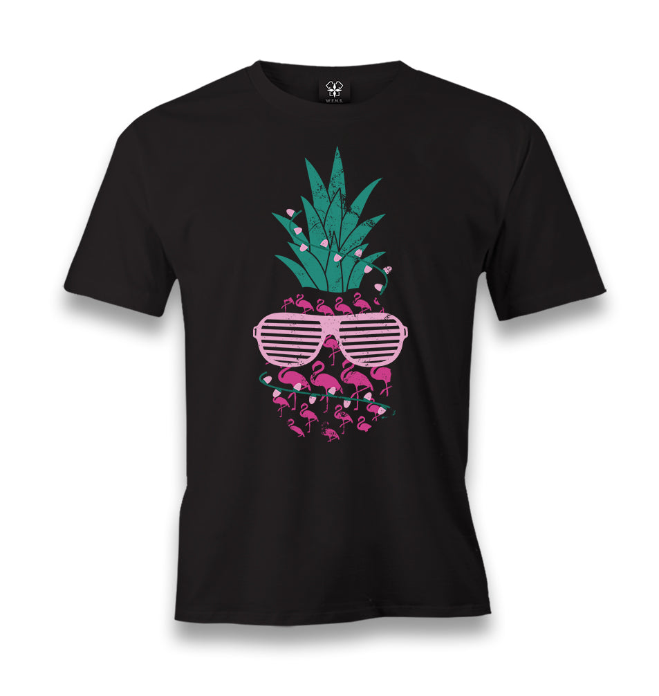 Flamingo Pineapple with Sunglasses Men's Black Tshirt - Premium  from W.E.N.S. WIND - Just 6490! Shop now at W.E.N.S. WIND