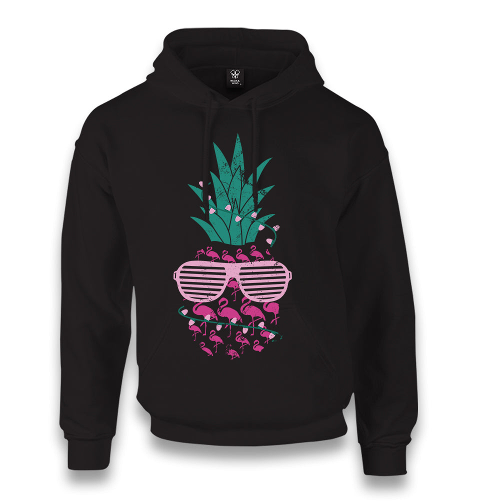 Flamingo Pineapple with Sunglasses Unisex Black Hoodie - Premium  from W.E.N.S. WIND - Just 11990! Shop now at W.E.N.S. WIND