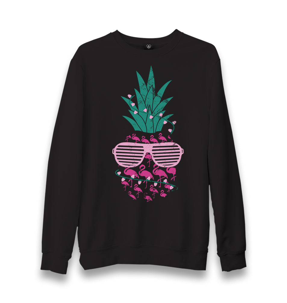 Flamingo Pineapple with Sunglasses Unisex Black Sweatshirt - Premium  from W.E.N.S. WIND - Just 10990! Shop now at W.E.N.S. WIND