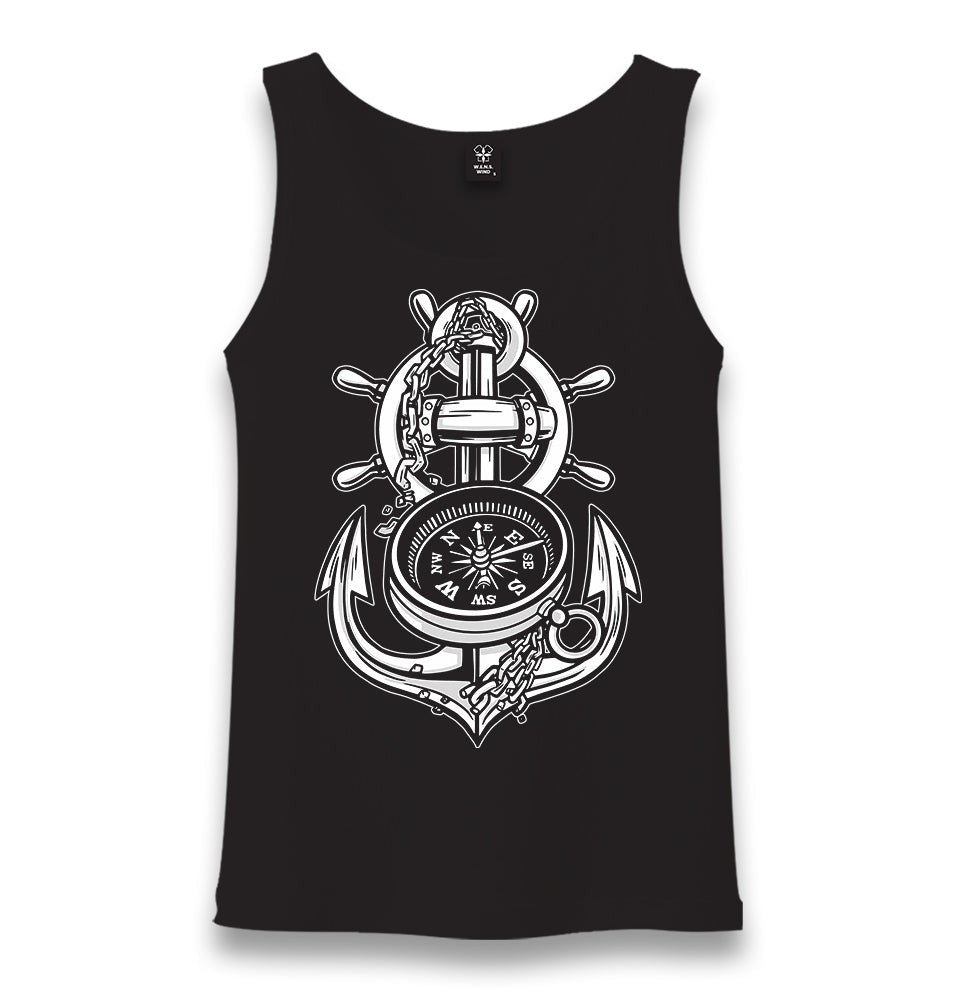 Anchor Compass Ship Helm Unisex Black Tank Top - Premium  from W.E.N.S. WIND - Just 6490! Shop now at W.E.N.S. WIND