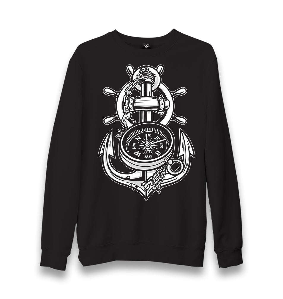 Anchor Compass Ship Helm Unisex Black Sweatshirt - Premium  from W.E.N.S. WIND - Just 10990! Shop now at W.E.N.S. WIND