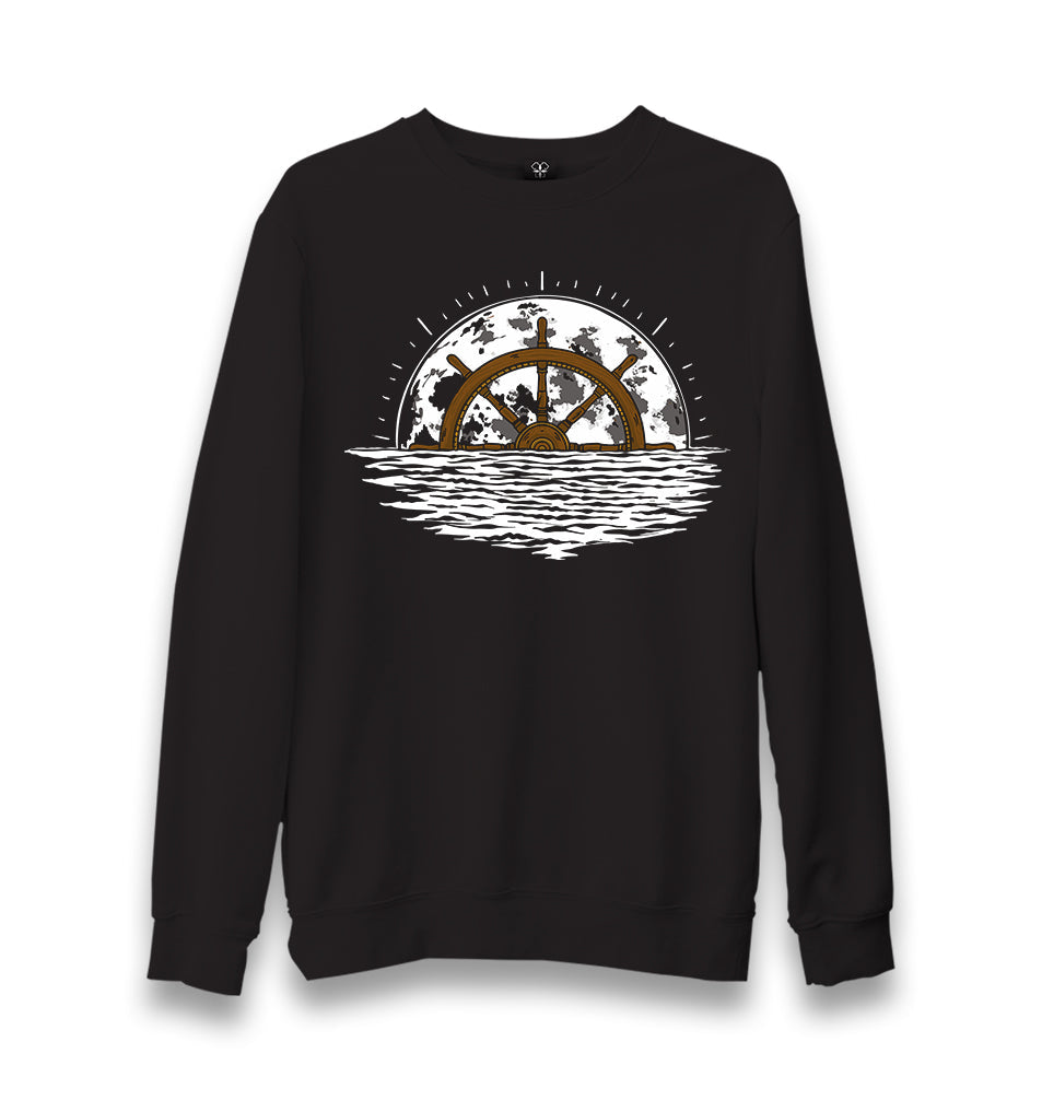 Ship Helm at the Moonlight Unisex Black Sweatshirt - Premium  from W.E.N.S. WIND - Just 10990! Shop now at W.E.N.S. WIND