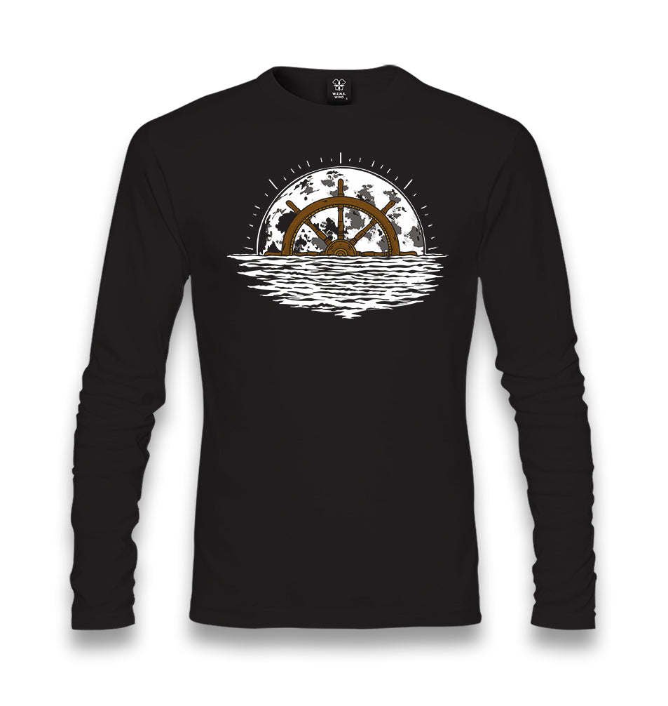 Ship Helm at the Moonlight Unisex Black Longsleeve - Premium  from W.E.N.S. WIND - Just 7990! Shop now at W.E.N.S. WIND