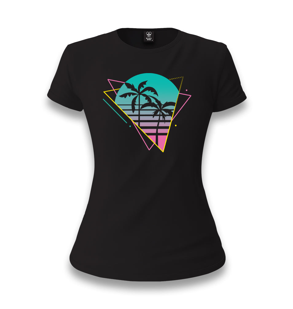 Colorful Triangles Palm Trees Women's Black T-shirt - Premium  from W.E.N.S. WIND - Just 6490! Shop now at W.E.N.S. WIND