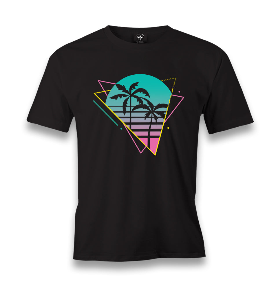 Colorful Triangles Palm Trees Men's Black Tshirt - Premium  from W.E.N.S. WIND - Just 6490! Shop now at W.E.N.S. WIND