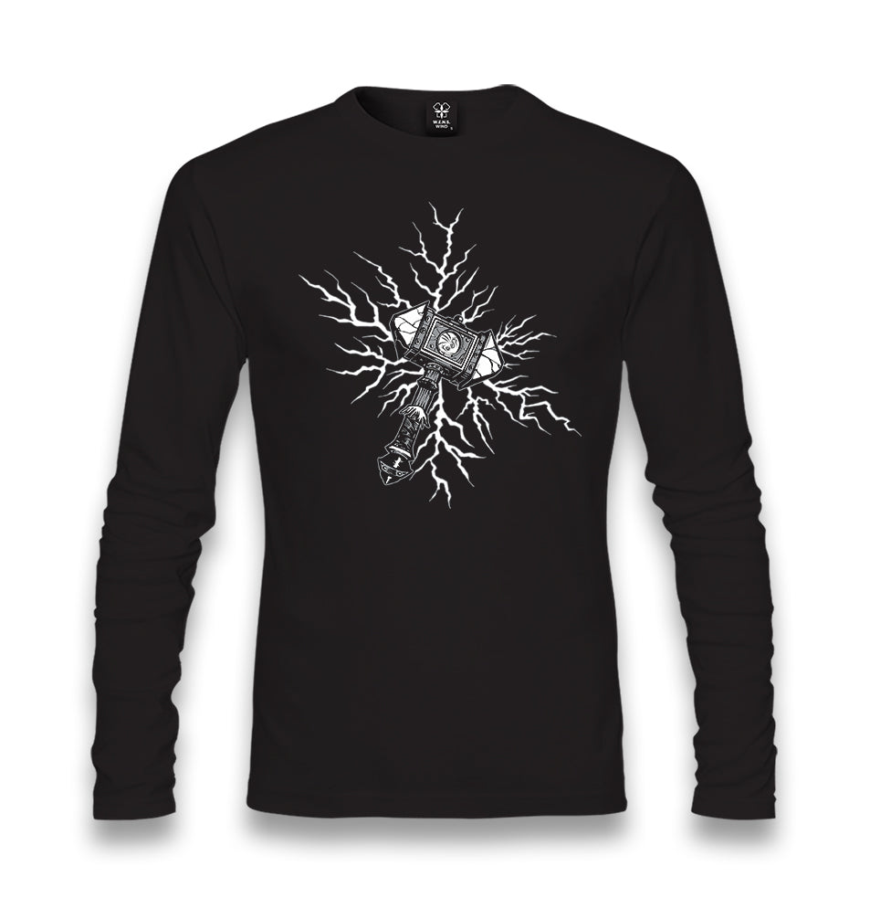 Viking Hammer Lightning Unisex Black Longsleeve - Premium  from W.E.N.S. WIND - Just 7990! Shop now at W.E.N.S. WIND