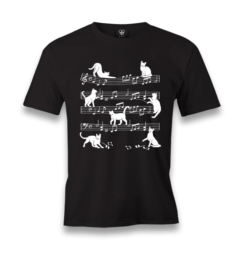 Cats and Notes Men's Black Tshirt - Premium  from W.E.N.S. WIND - Just 6490! Shop now at W.E.N.S. WIND