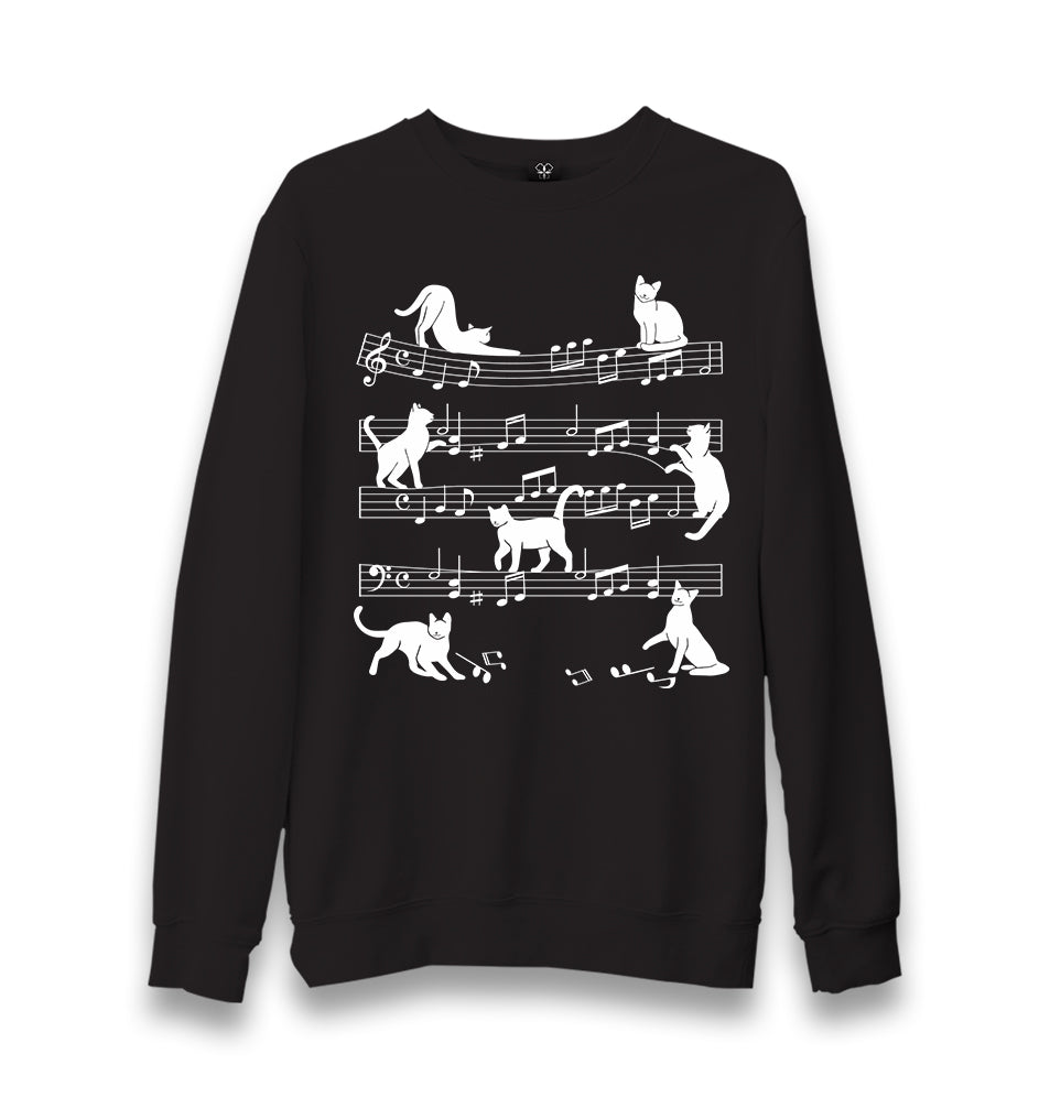 Cats and Notes Unisex Black Sweatshirt - Premium  from W.E.N.S. WIND - Just 10990! Shop now at W.E.N.S. WIND