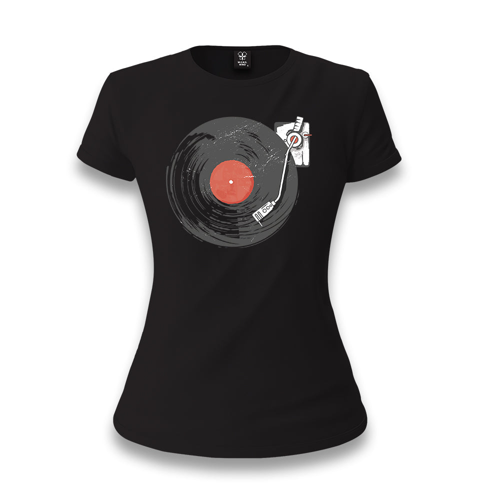 Black Vinyl on Black Women's Black T-shirt - Premium  from W.E.N.S. WIND - Just 6490! Shop now at W.E.N.S. WIND