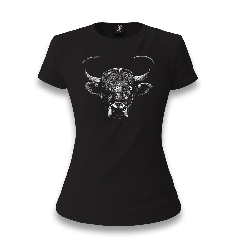 Bull with an Eye Patch Women's Black T-shirt - Premium  from W.E.N.S. WIND - Just 6490! Shop now at W.E.N.S. WIND