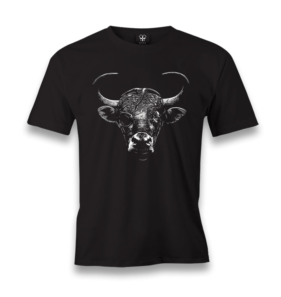 Bull with an Eye Patch Men's Black Tshirt - Premium  from W.E.N.S. WIND - Just 6490! Shop now at W.E.N.S. WIND