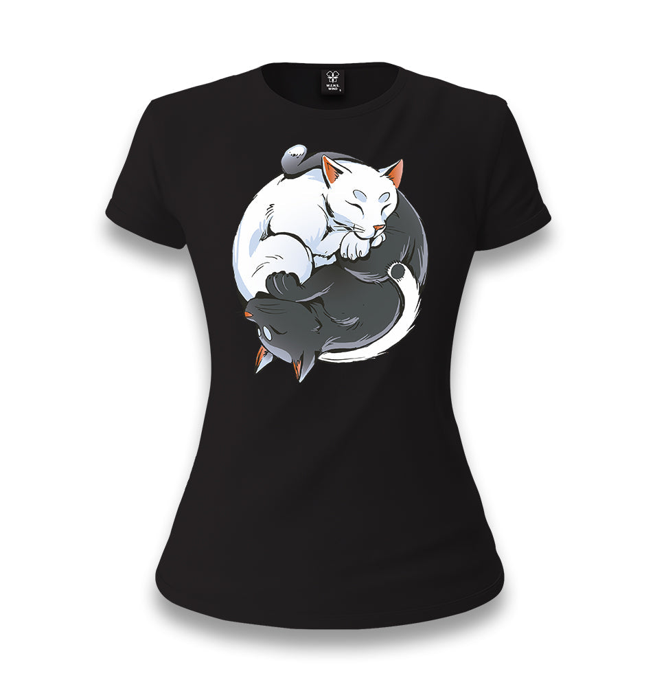 Yin Yang Cats Women's Black T-shirt - Premium  from W.E.N.S. WIND - Just 6490! Shop now at W.E.N.S. WIND