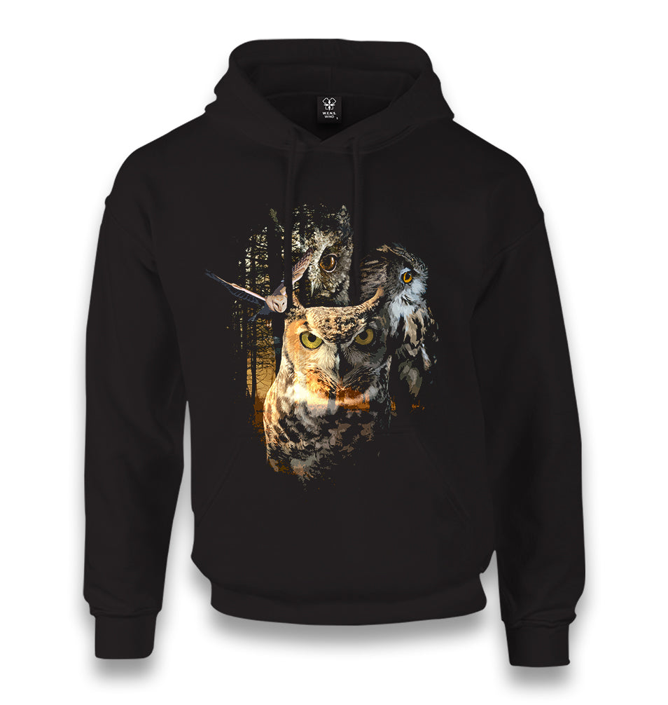 Owls at Night Unisex Black Hoodie - Premium  from W.E.N.S. WIND - Just 11990! Shop now at W.E.N.S. WIND