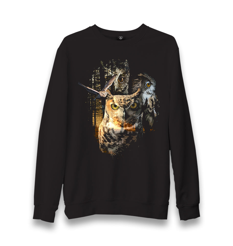 Owls at Night Unisex Black Sweatshirt - Premium  from W.E.N.S. WIND - Just 10990! Shop now at W.E.N.S. WIND