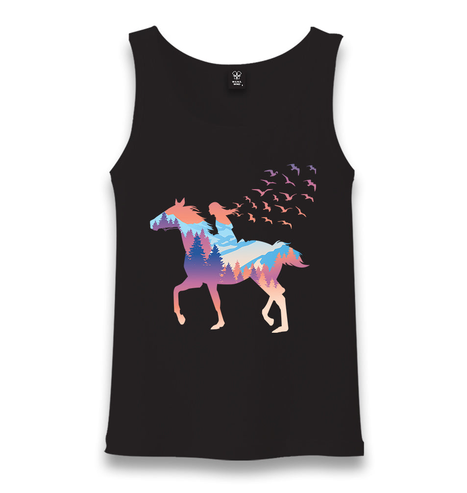 A Girl Free as Horses and Birds Unisex Black Tank Top - Premium  from W.E.N.S. WIND - Just 6490! Shop now at W.E.N.S. WIND