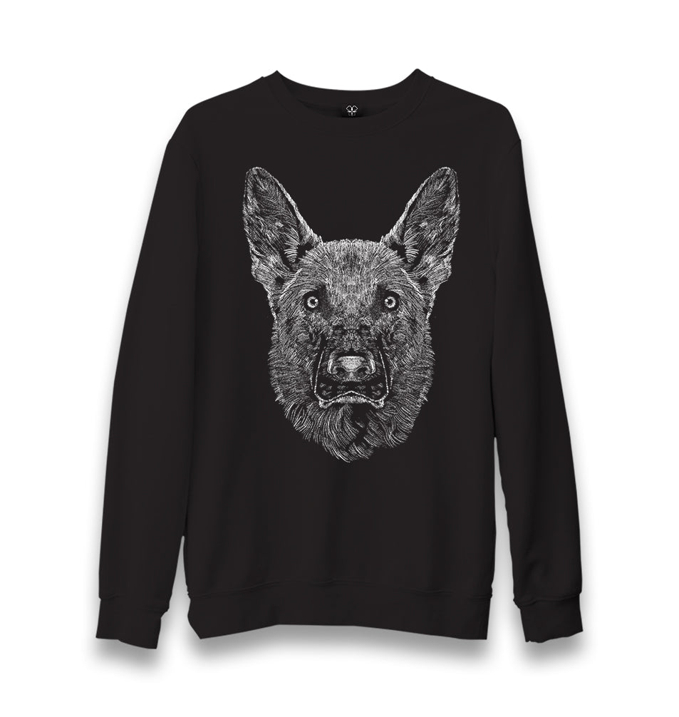 Realistic German Shephard Dog Unisex Black Sweatshirt - Premium  from W.E.N.S. WIND - Just 10990! Shop now at W.E.N.S. WIND