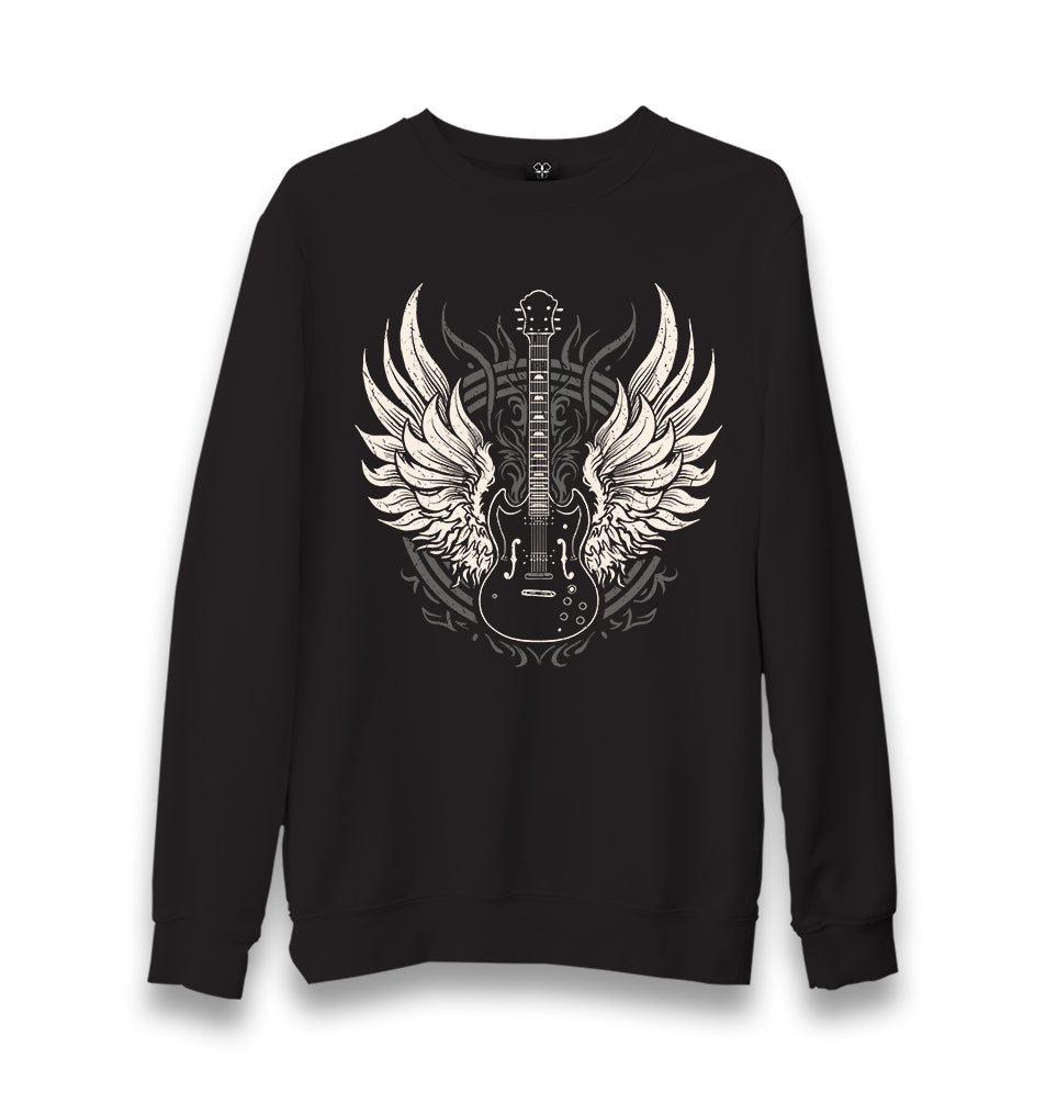 Guitar and the Wings Unisex Black Sweatshirt - Premium  from W.E.N.S. WIND - Just 10990! Shop now at W.E.N.S. WIND