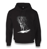 Wolf Howling at the Moon Realistic Unisex Black Hoodie