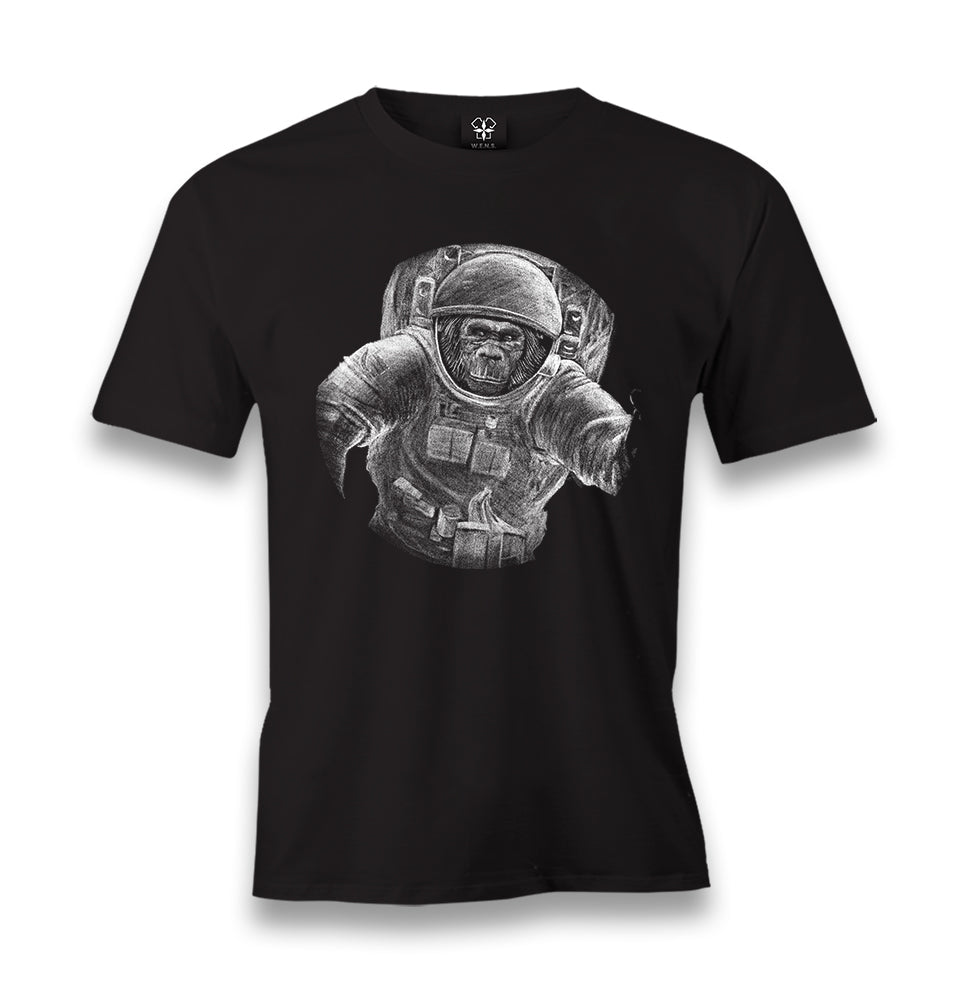 Monkey Astronaut Realistic Men's Black Tshirt - Premium  from W.E.N.S. WIND - Just 6490! Shop now at W.E.N.S. WIND