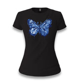 Beautiful Blue Butterfly Women's Black T-shirt - Premium  from W.E.N.S. WIND - Just 6490! Shop now at W.E.N.S. WIND