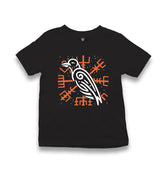 Raven Bird and Viking Sign Kid's Black T-shirt - Premium  from W.E.N.S. WIND - Just 5990! Shop now at W.E.N.S. WIND