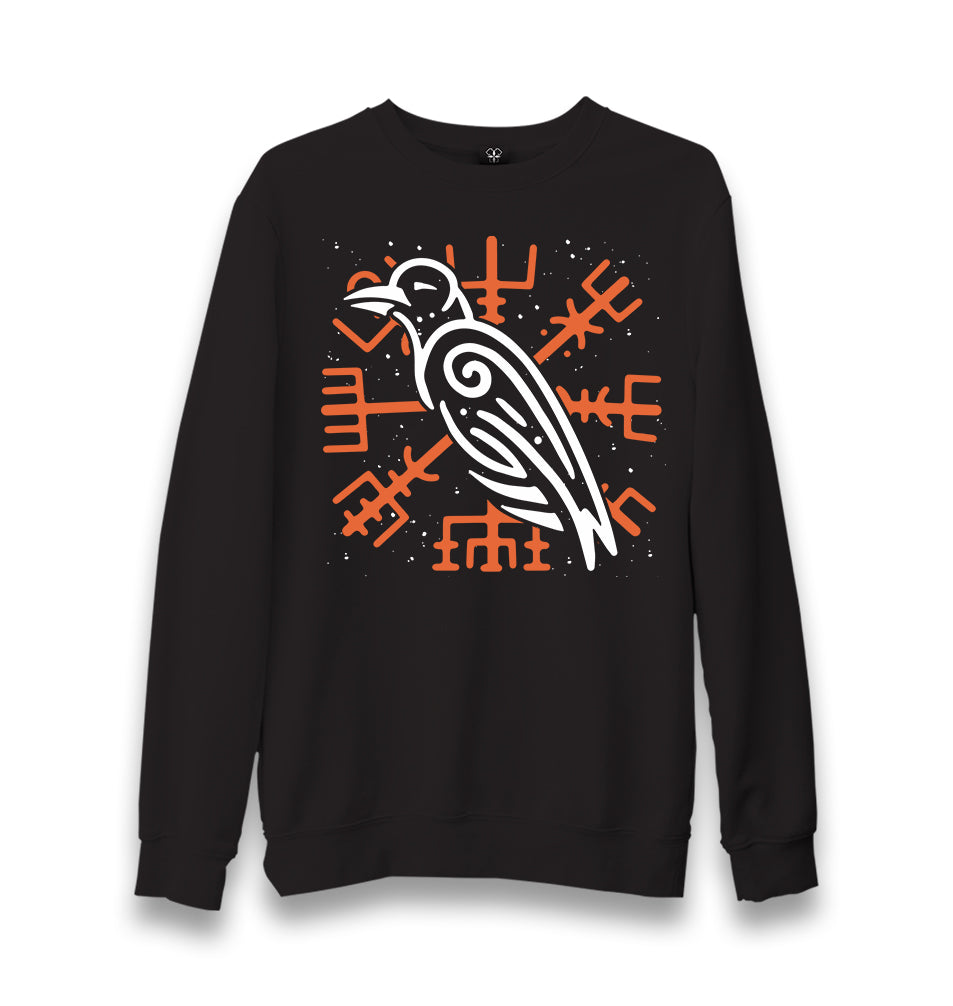 Raven Bird and Viking Sign Unisex Black Sweatshirt - Premium  from W.E.N.S. WIND - Just 10990! Shop now at W.E.N.S. WIND
