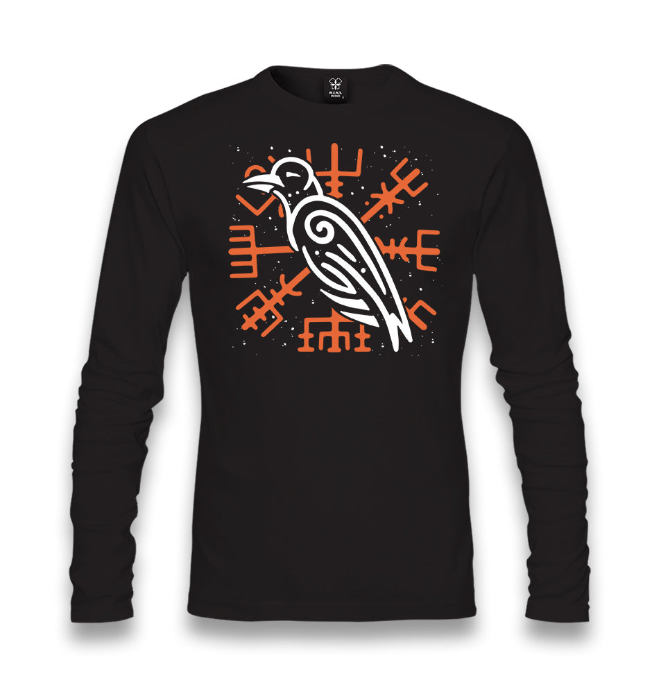 Raven Bird and Viking Sign Unisex Black Longsleeve - Premium  from W.E.N.S. WIND - Just 7990! Shop now at W.E.N.S. WIND