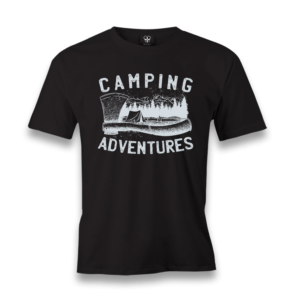 Camping Adventure Axe and Tent Men's Black Tshirt - Premium  from W.E.N.S. WIND - Just 6490! Shop now at W.E.N.S. WIND