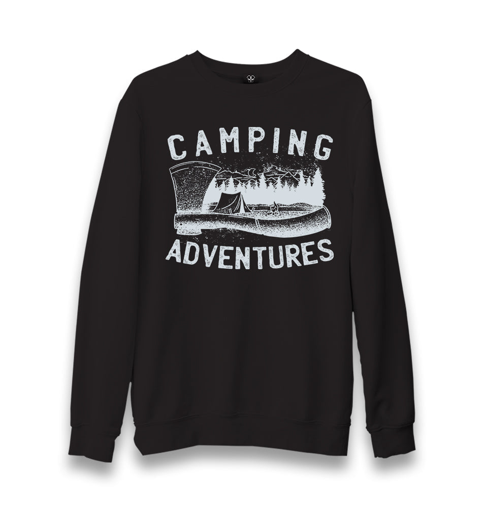 Camping Adventure Axe and Tent Unisex Black Sweatshirt - Premium  from W.E.N.S. WIND - Just 10990! Shop now at W.E.N.S. WIND