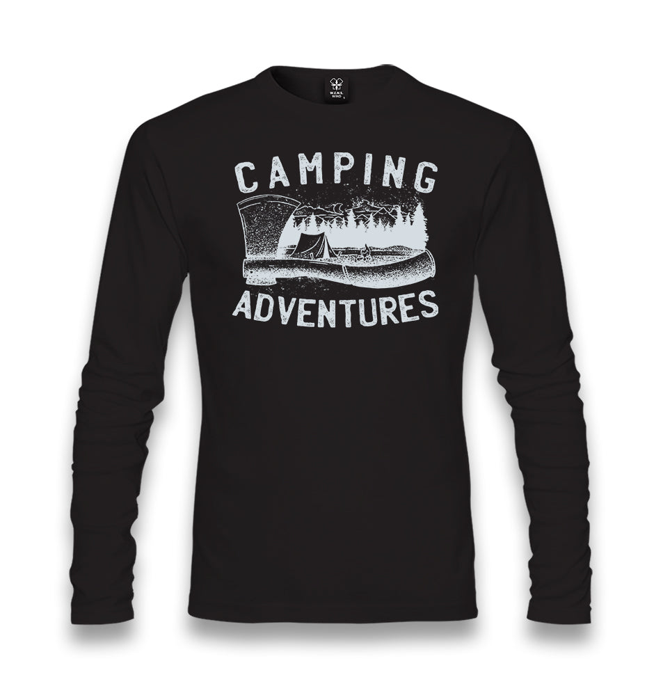 Camping Adventure Axe and Tent Unisex Black Longsleeve - Premium  from W.E.N.S. WIND - Just 7990! Shop now at W.E.N.S. WIND