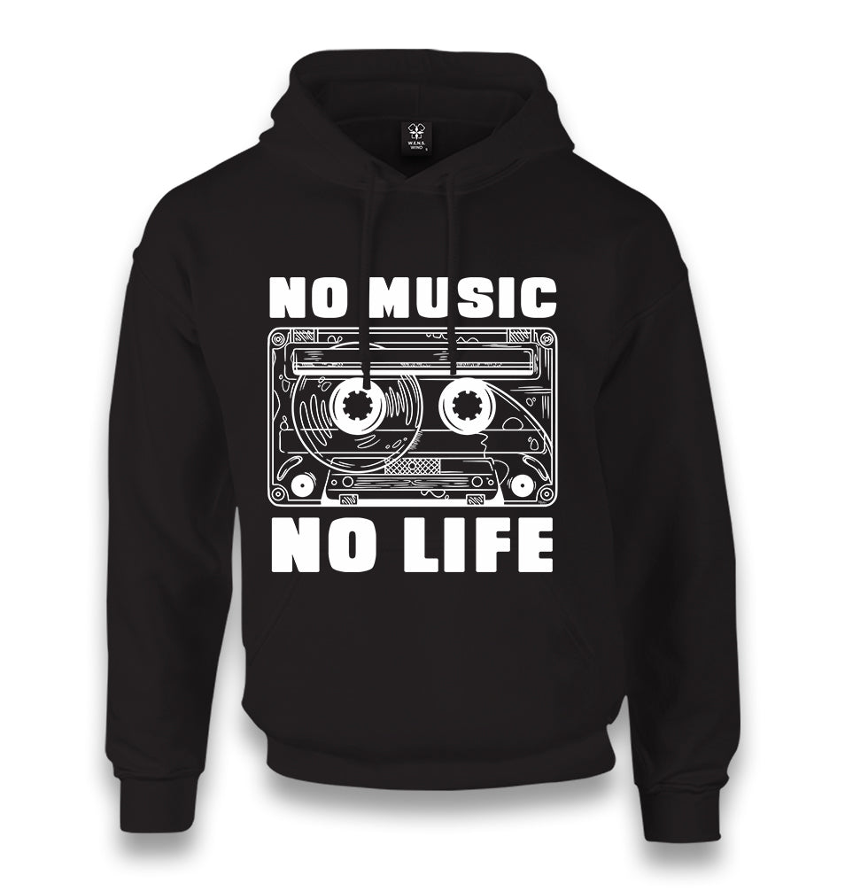 No Music No Life Cassette Tape Unisex Black Hoodie - Premium  from W.E.N.S. WIND - Just 11990! Shop now at W.E.N.S. WIND