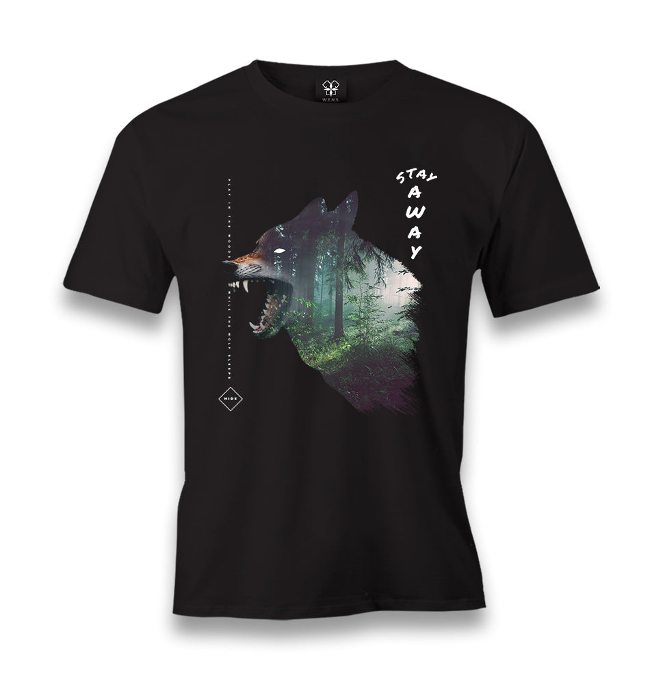 Wild Wolf in the Forest Men's Black Tshirt - Premium  from W.E.N.S. WIND - Just 6490! Shop now at W.E.N.S. WIND