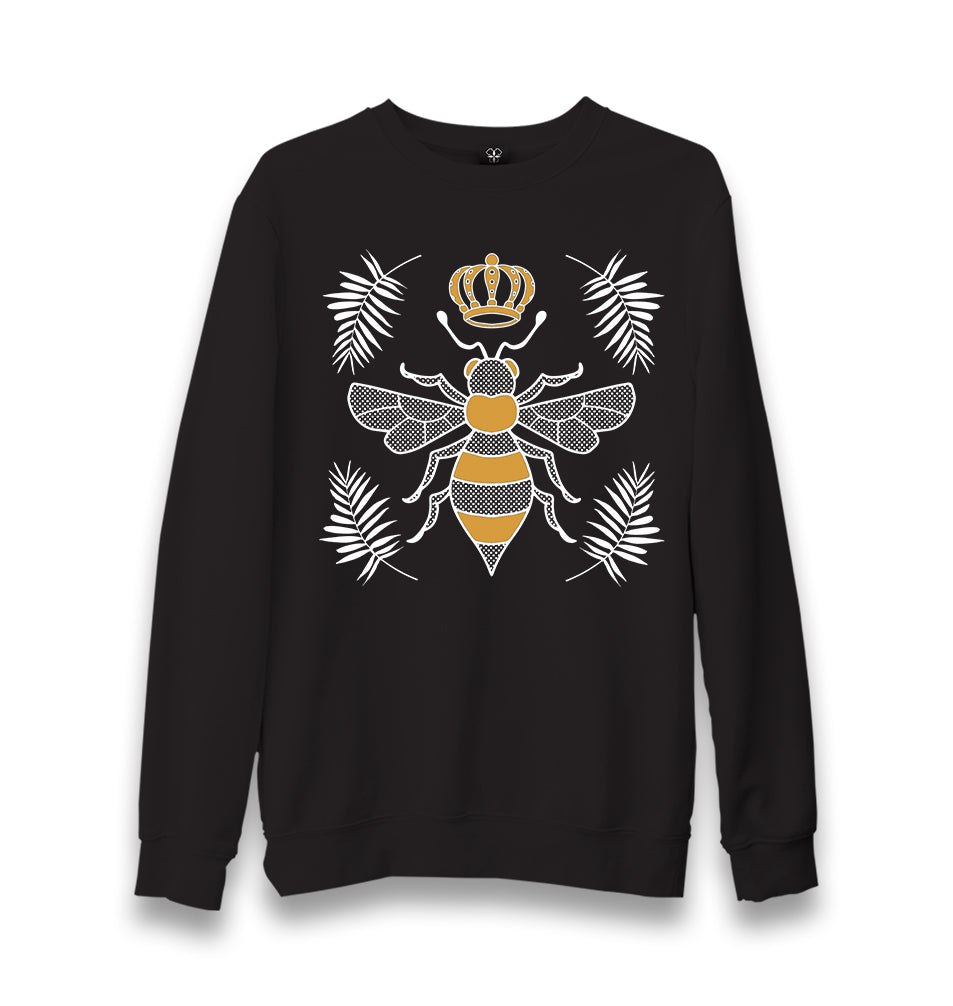 Queen Bee and Leaves Unisex Black Sweatshirt - Premium  from W.E.N.S. WIND - Just 10990! Shop now at W.E.N.S. WIND