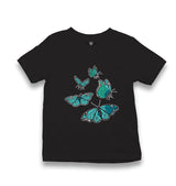 Turquoise Butterflies Kid's Black T-shirt - Premium  from W.E.N.S. WIND - Just 5990! Shop now at W.E.N.S. WIND